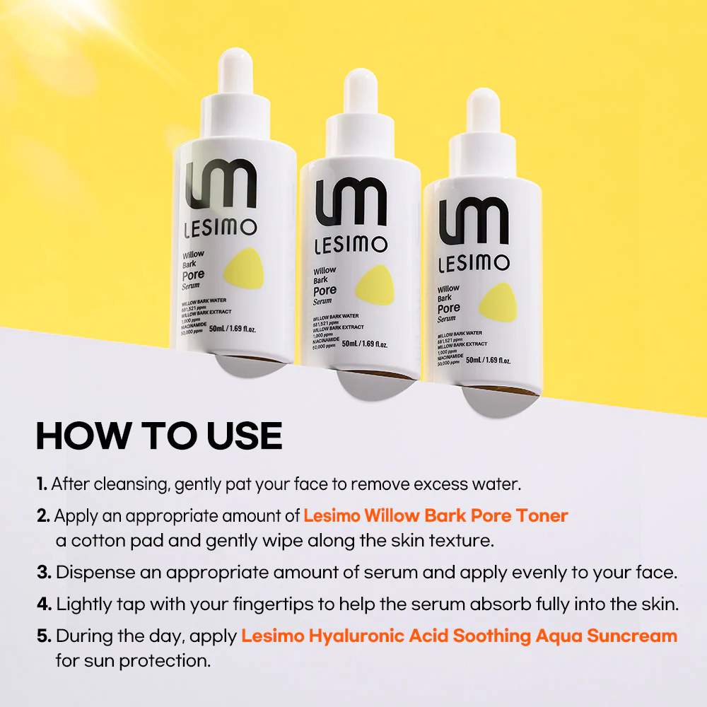 Lesimo Willow Bark Pore Serum 50ml - Pores, Textured, Bumpy / Vegan & Cruelty – Free LWBPS - Image 4