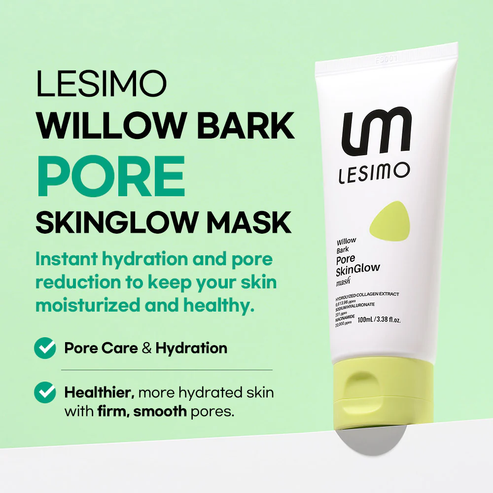 Lesimo Willow Bark Pore SkinGlow Mask 100ml - Hydrolyzed Collagen Wrapping Mask, Peel-off Mask, Pore Lifting and Minimizing, Korean skincare LWBPSM - Image 2